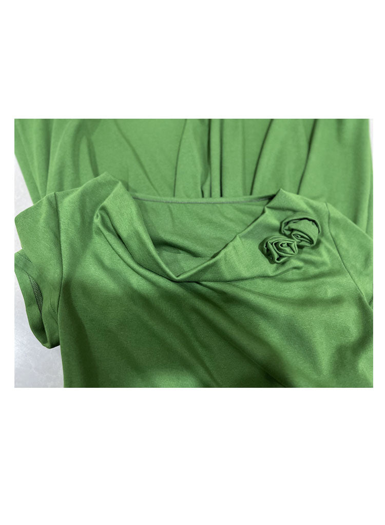 GREEN COWL NECK MIDI DRESS