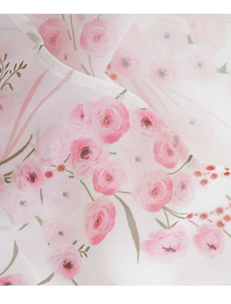 AIIZIE PINK FLORAL CHIFFON MAXI DRESS WITH LONG SLEEVES - product image