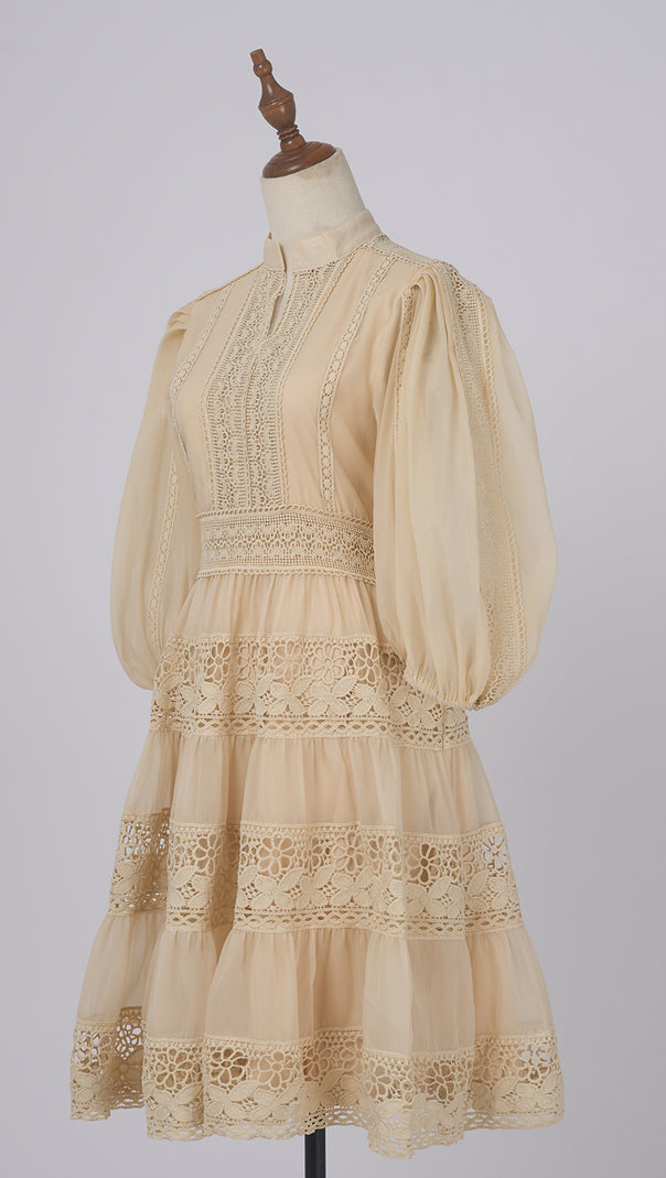 AIIZIE APRICOT LACE - TRIMMED TIERED FALL DRESS - product image