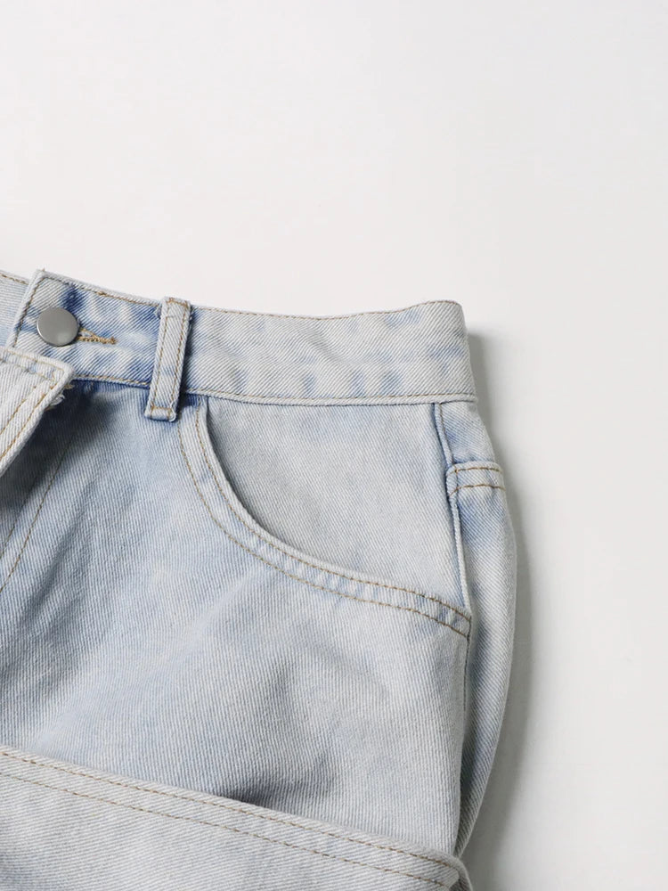 ERIN JEANSROCK MIT SAURE-WASH-RÜSCHEN