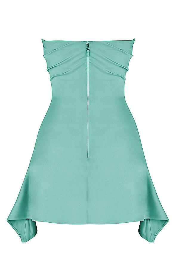 JADE DRAPIERTES TRÄGERLOSES MINIKLEID