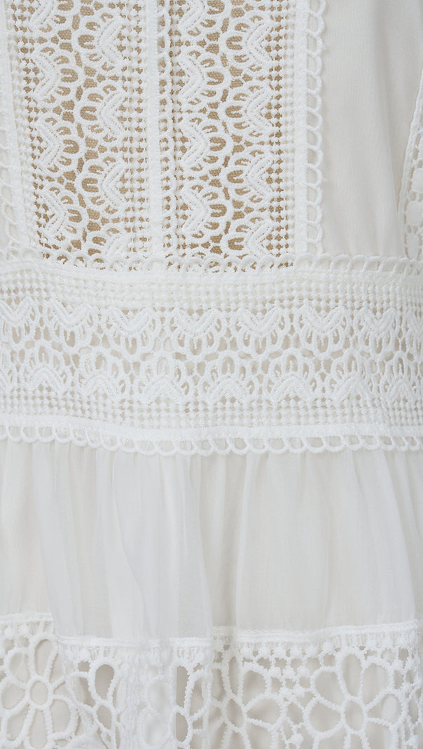 AIIZIE WHITE LACE - TRIMMED TIERED FALL DRESS - product image