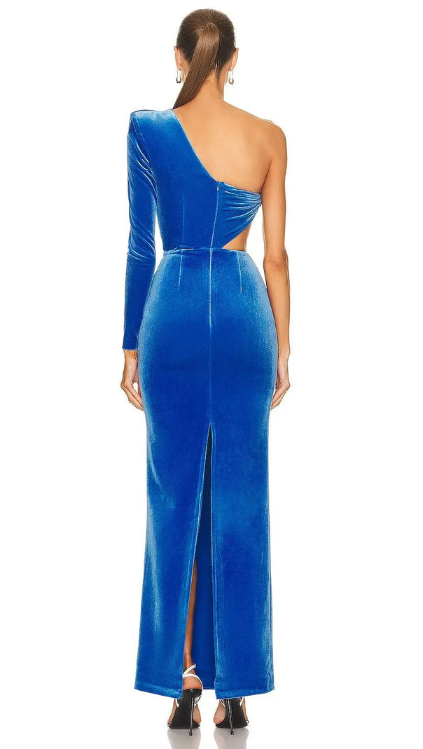 AIIZIE GIANNI ONE SHOULDER VELVET CUTOUT MAXI DRESS - product image