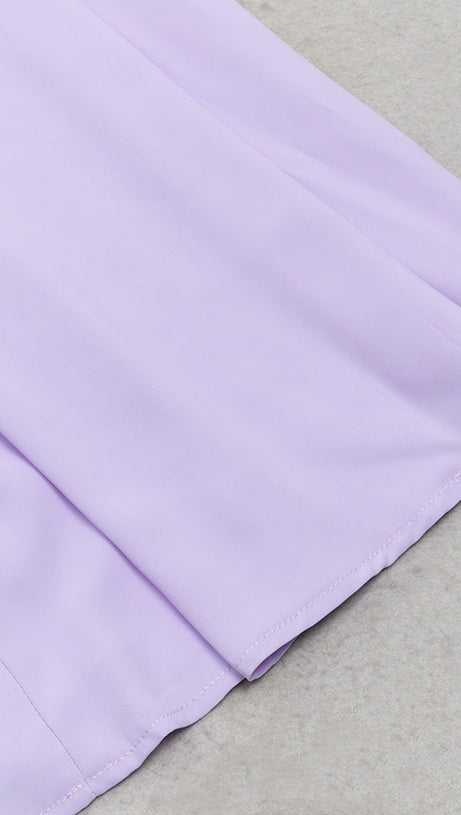 ONE SHOULDER RUFFLE TRIM DRESS IN PURPLE