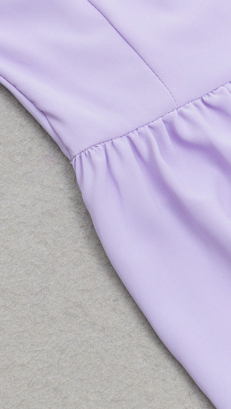 ONE SHOULDER RUFFLE TRIM DRESS IN PURPLE