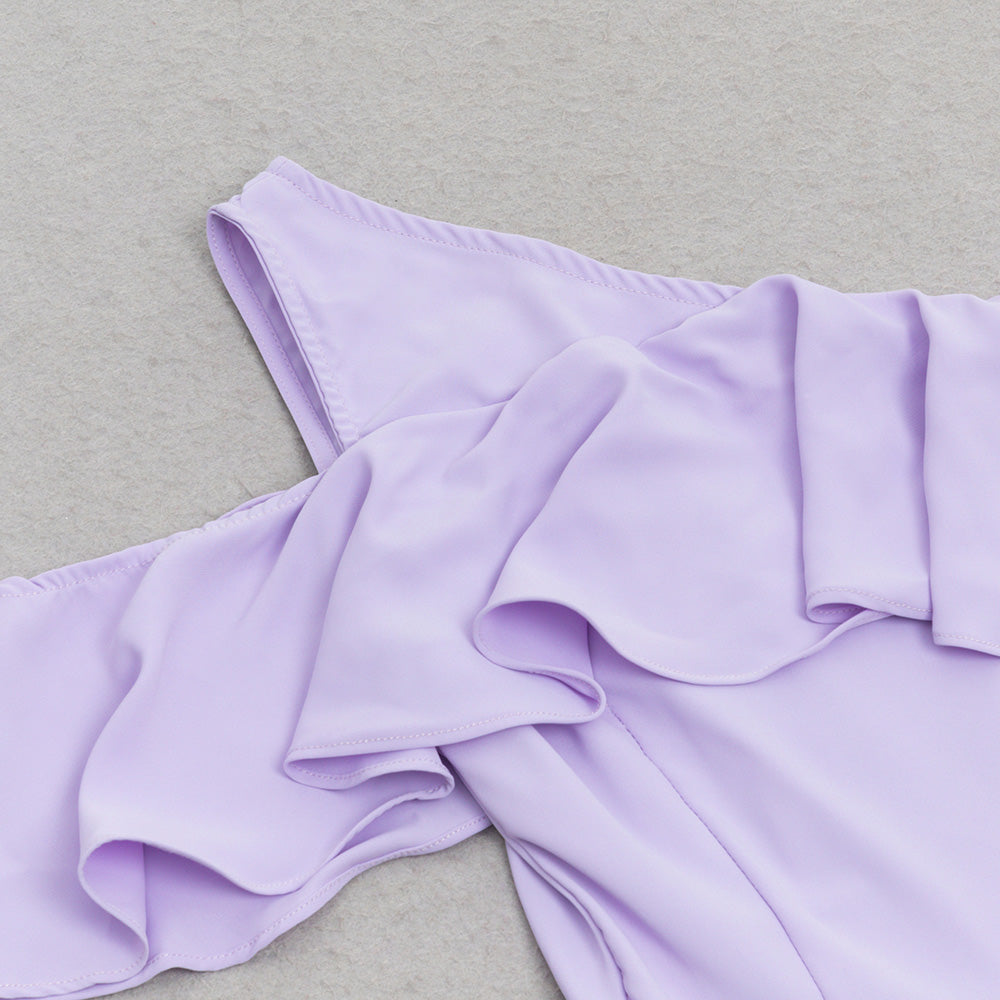 AIIZIE ONE SHOULDER RUFFLE TRIM DRESS IN PURPLE - product image