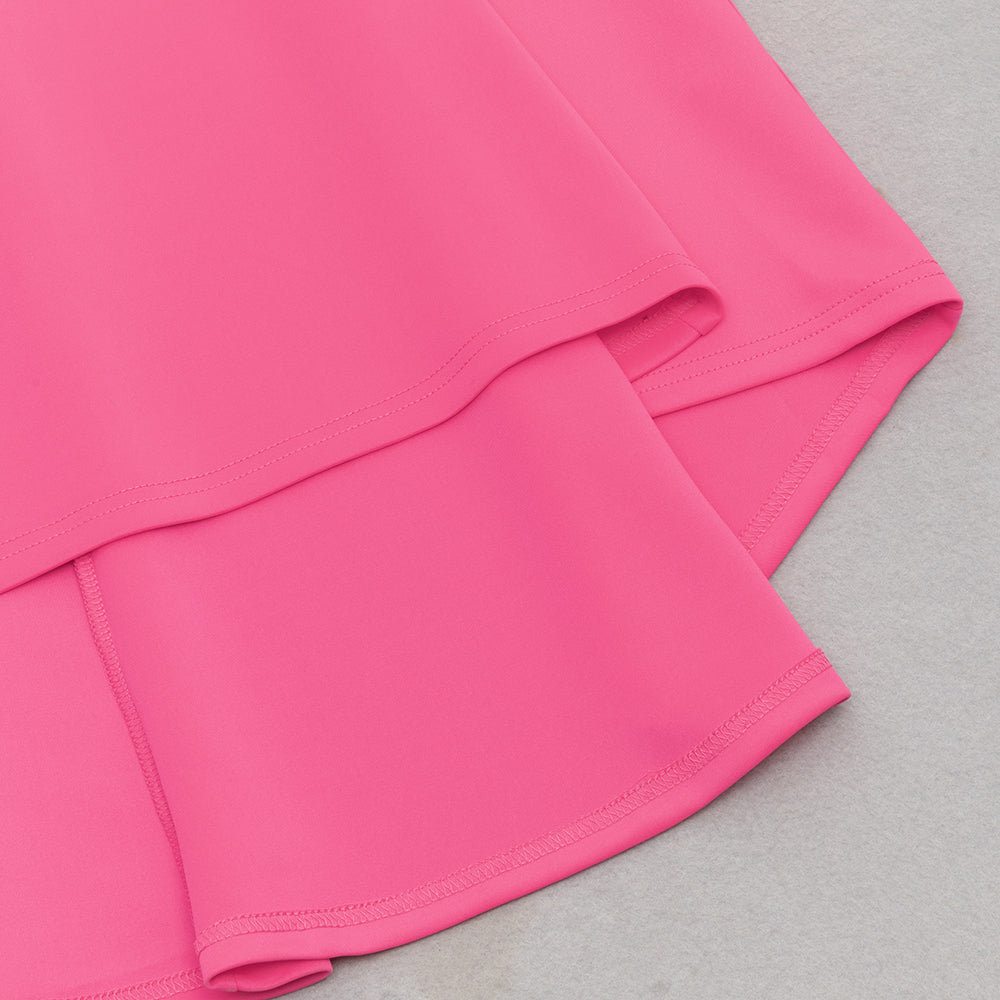 AIIZIE OFF SHOULDER RUFFLE TRIM BODYCON GOWN IN PINK - product image
