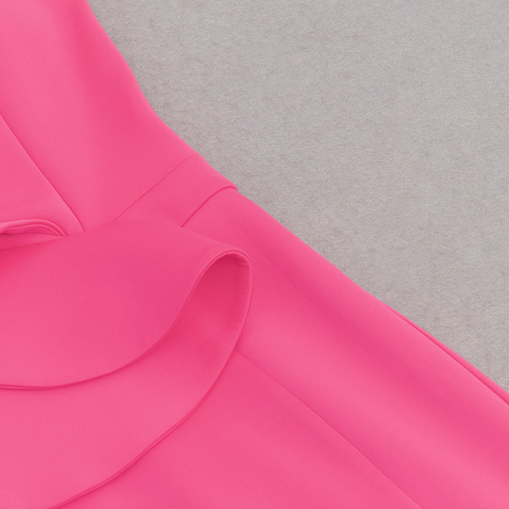 AIIZIE OFF SHOULDER RUFFLE TRIM BODYCON GOWN IN PINK - product image