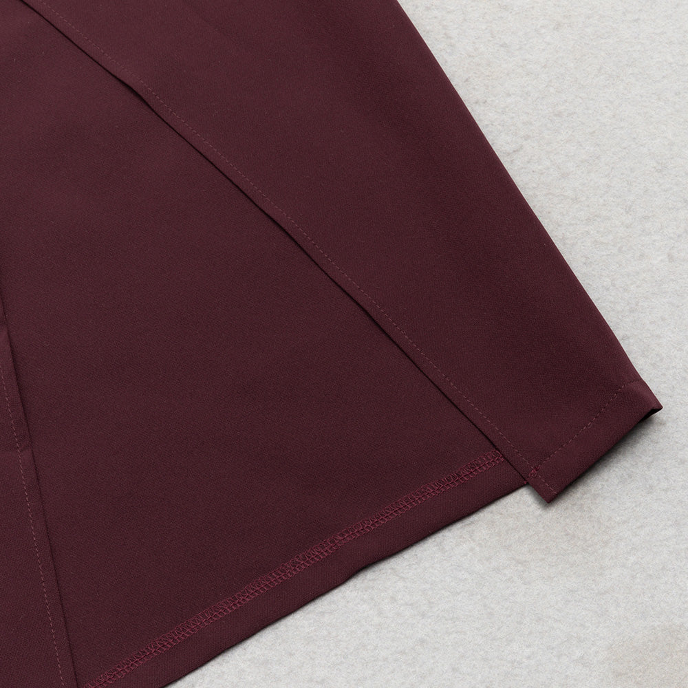 AIIZIE RUCHED SLIT MIDI DRESS IN BURGUNDY - product image