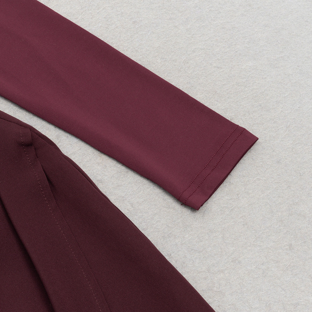 AIIZIE RUCHED SLIT MIDI DRESS IN BURGUNDY - product image