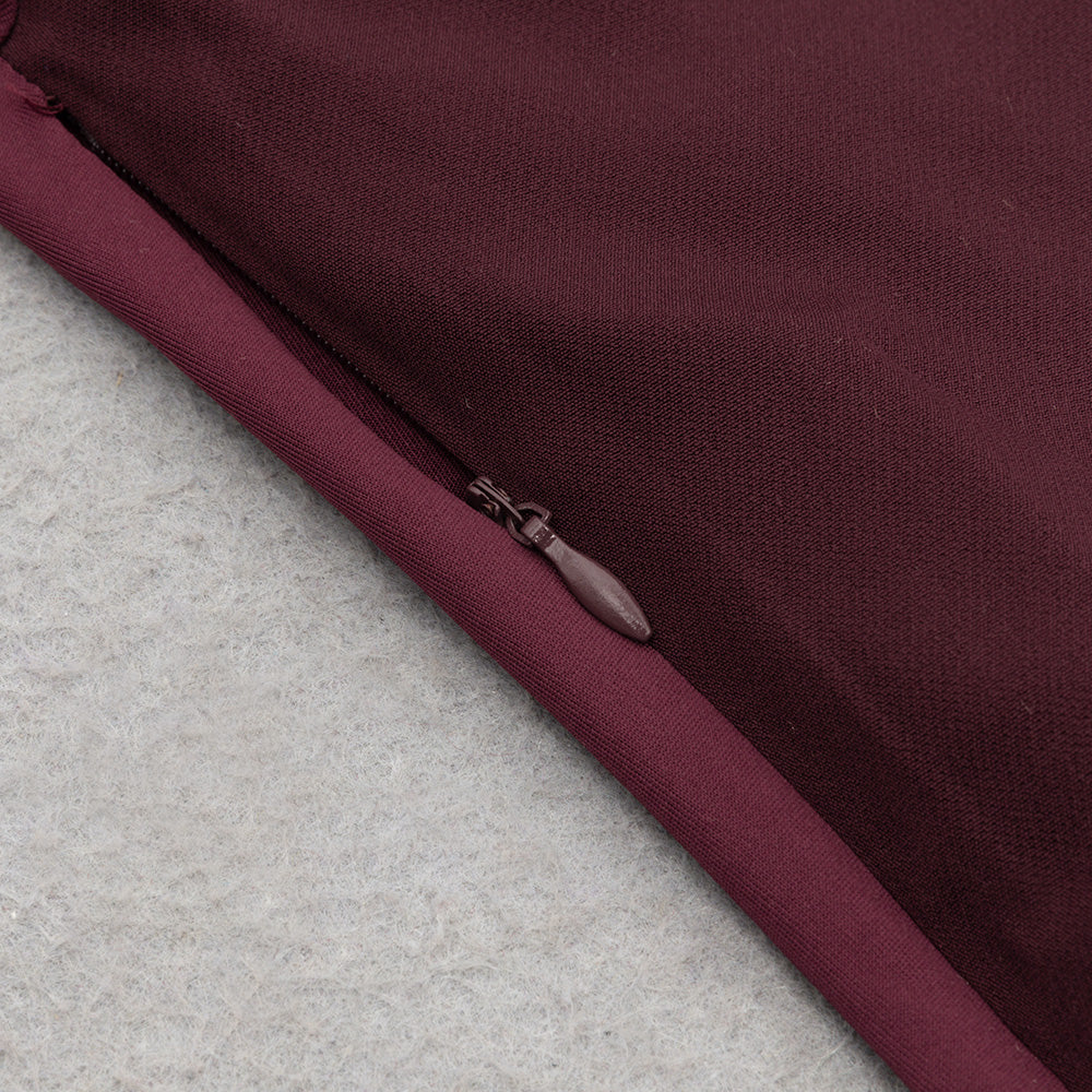 AIIZIE RUCHED SLIT MIDI DRESS IN BURGUNDY - product image