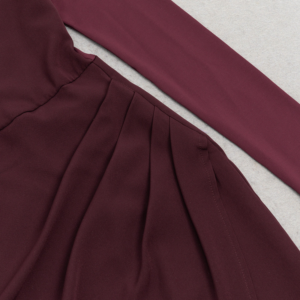 AIIZIE RUCHED SLIT MIDI DRESS IN BURGUNDY - product image