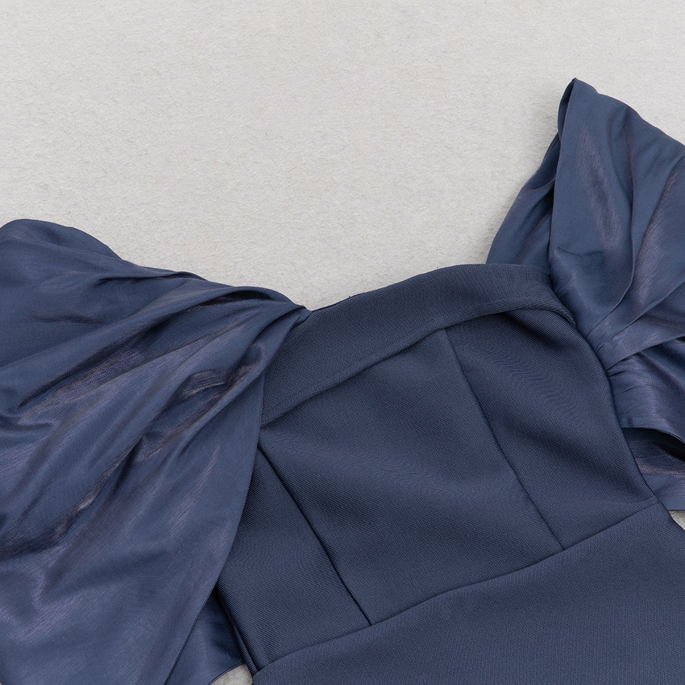AIIZIE DRAPED BARDOT MAXI DRESS IN NAVY BLUE - product image