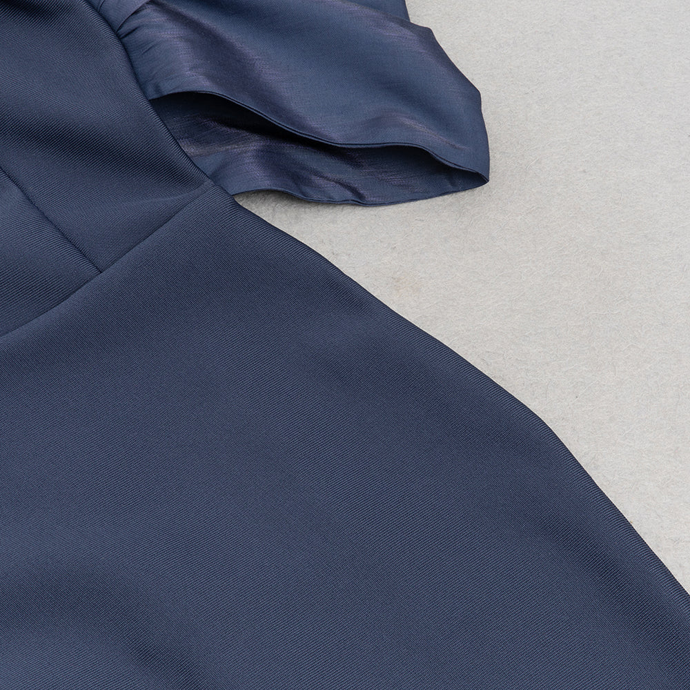 AIIZIE DRAPED BARDOT MAXI DRESS IN NAVY BLUE - product image
