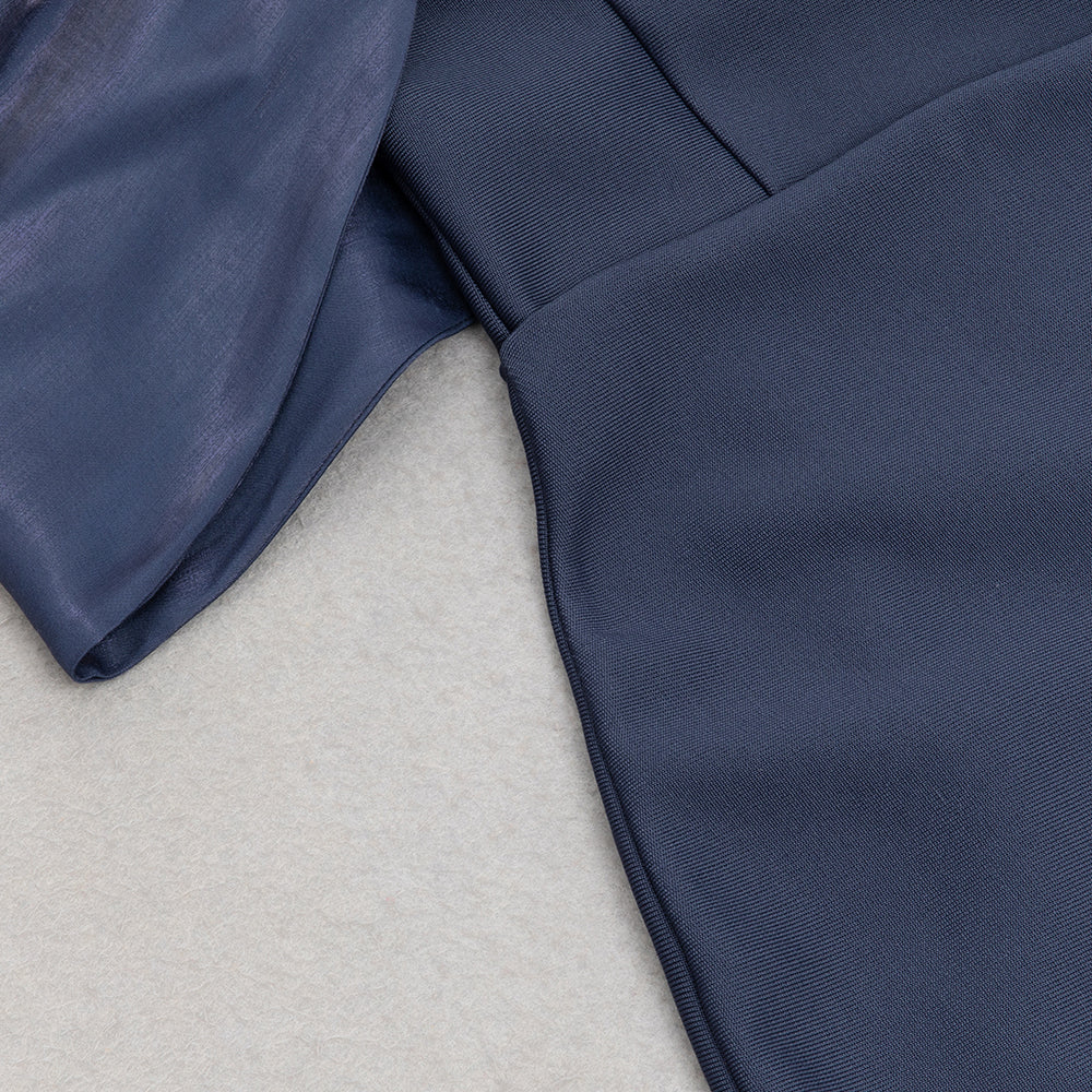 AIIZIE DRAPED BARDOT MAXI DRESS IN NAVY BLUE - product image