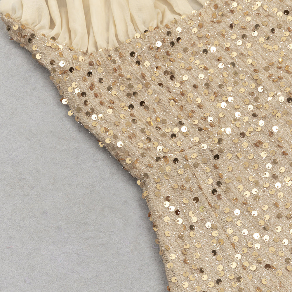 AIIZIE SEQUIN EMBELLISHED BACK SLIT HALTER MAXI DRESS - product image