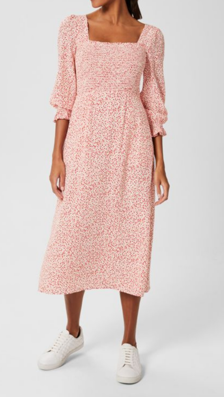FLORAL LANTERN SLEEVE MIDI DRESS