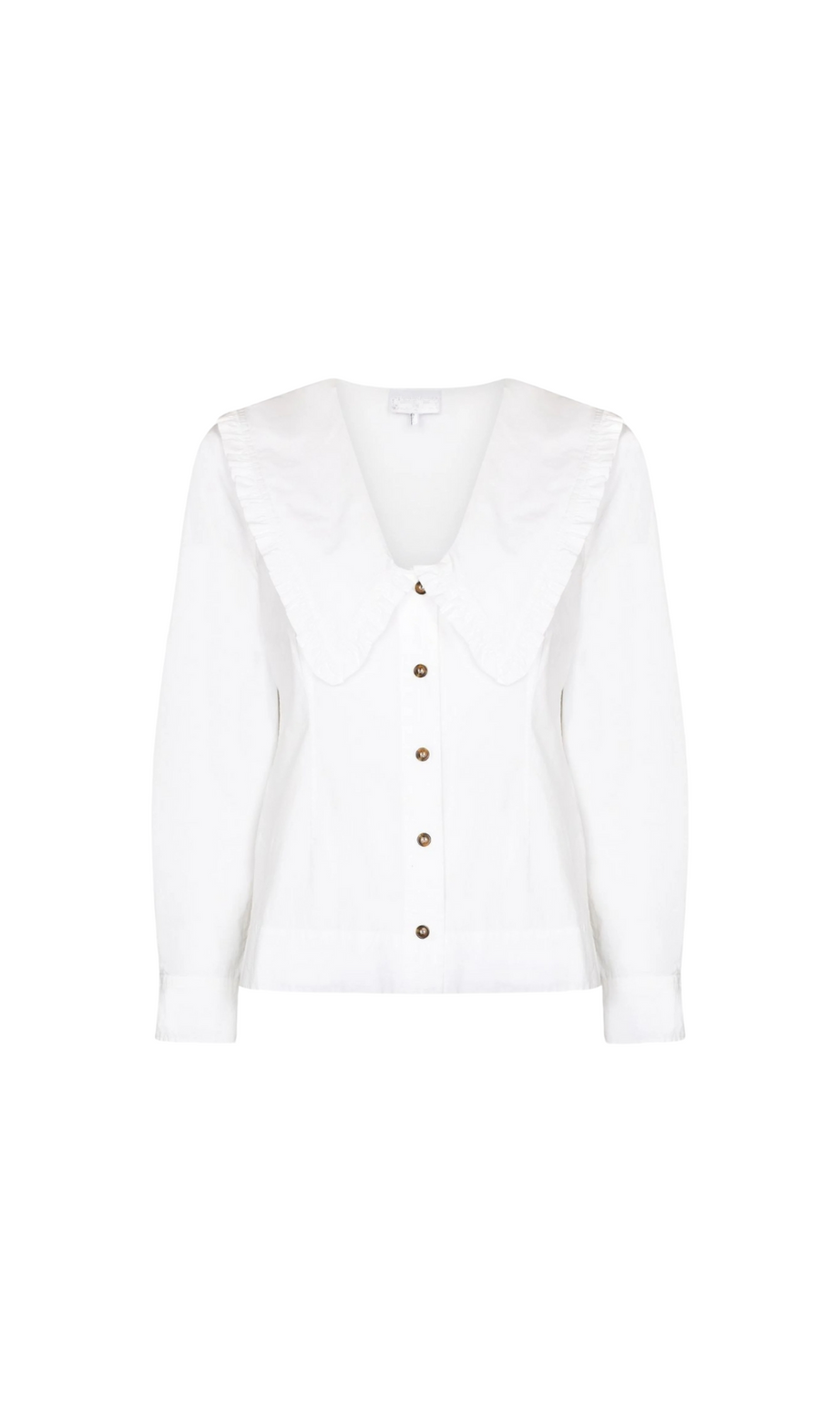 WHITE OVERSIZED COLLAR COTTON BLOUSE
