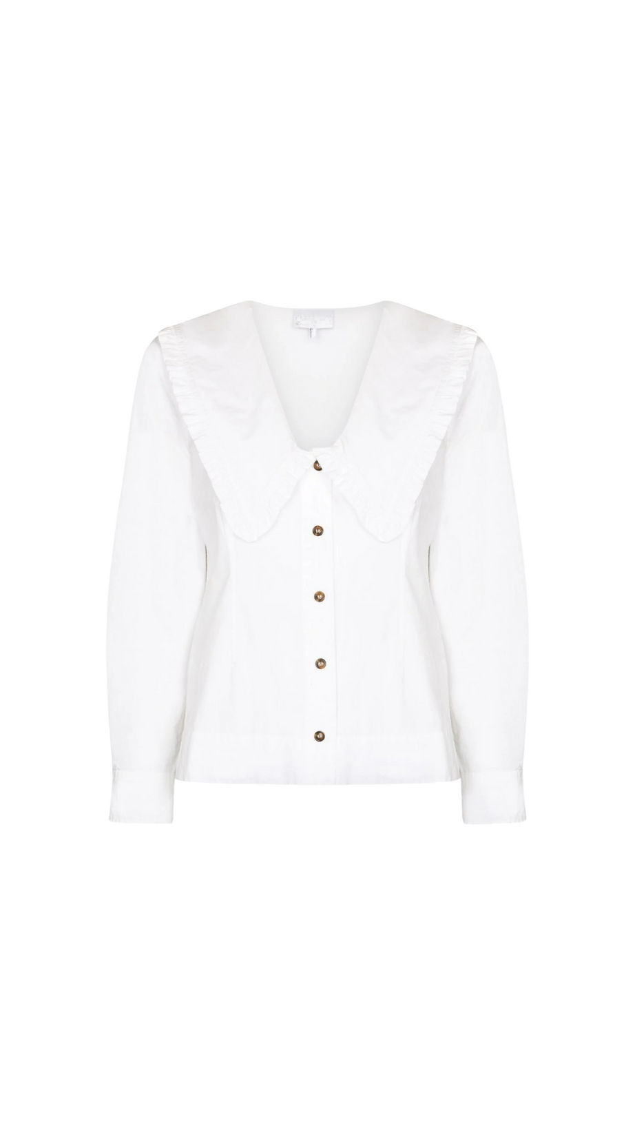WHITE OVERSIZED COLLAR COTTON BLOUSE