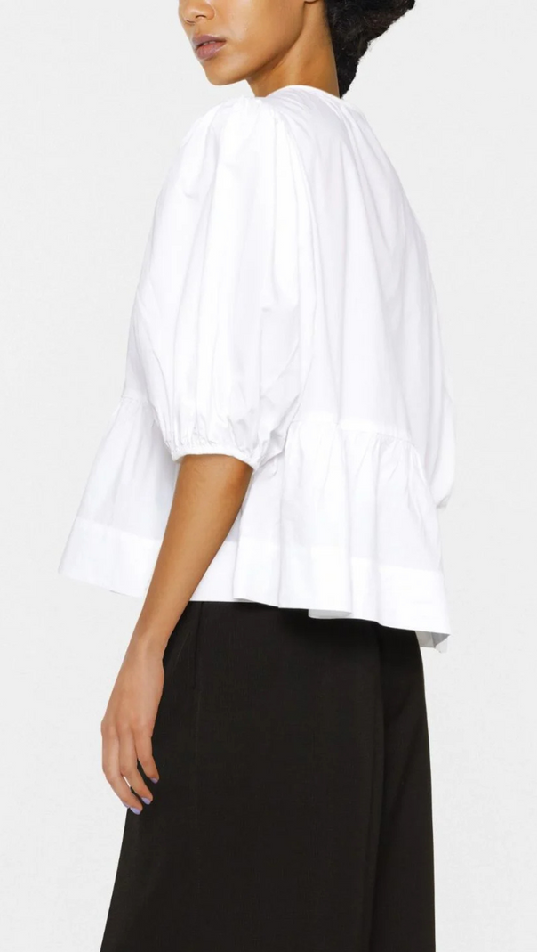 AIIZIE WHITE PUFF-SLEEVE ORGANIC-COTTON TOP - product image