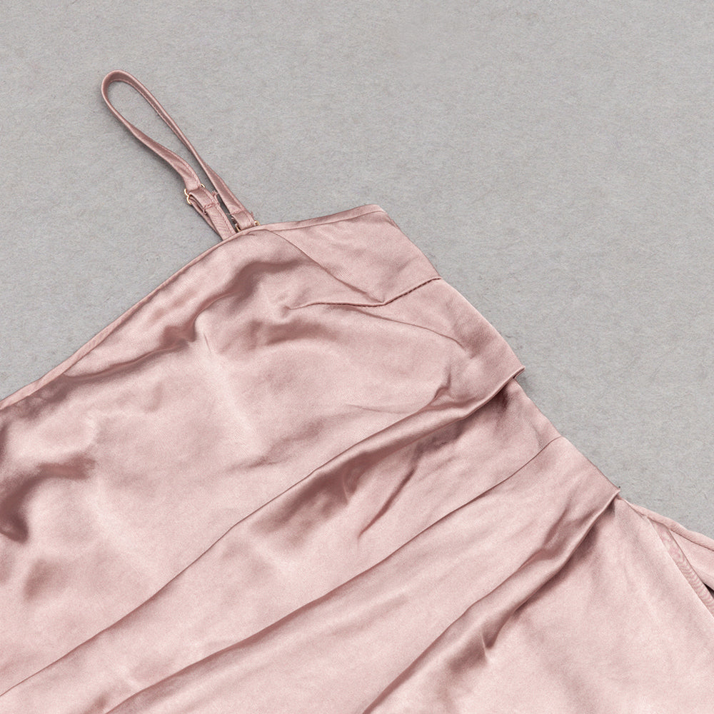 AIIZIE DUSTY ROSE SPAGHETTI STRAPS WRAP DRESS WITH SLIT - product image