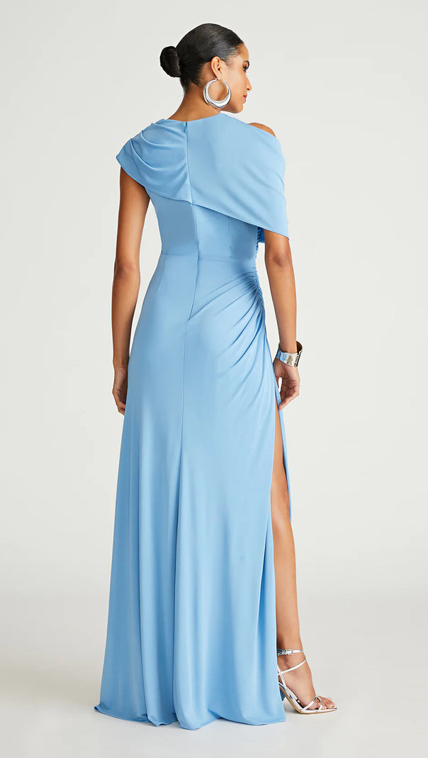 AIIZIE CASI SIDE-SLIT DRAPED JERSEY GOWN IN BLUE - product image