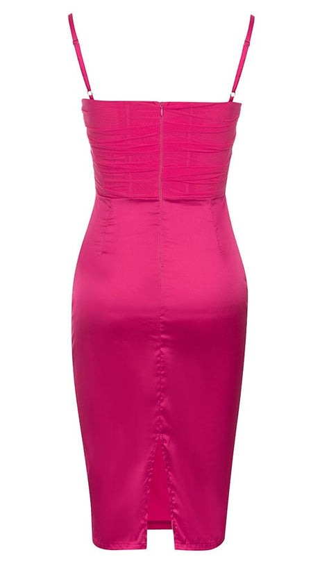 ABITO CORSETTO CON SPALLINE IN RASO ROSA 