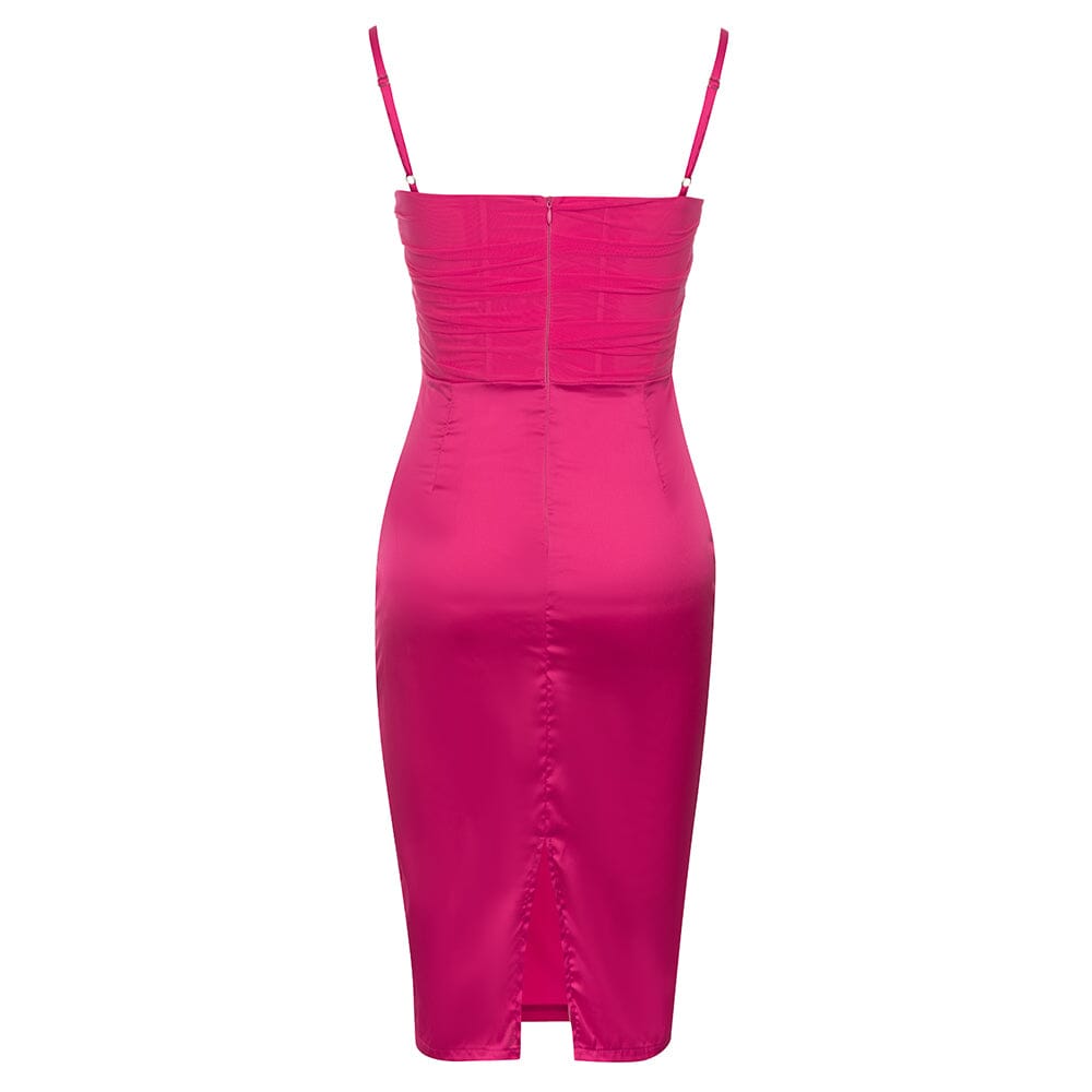 AIIZIE SATIN STRAPY CORSET DRESS IN PINK - product image