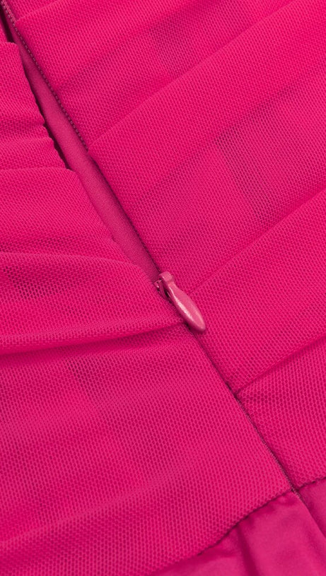 ABITO CORSETTO CON SPALLINE IN RASO ROSA 