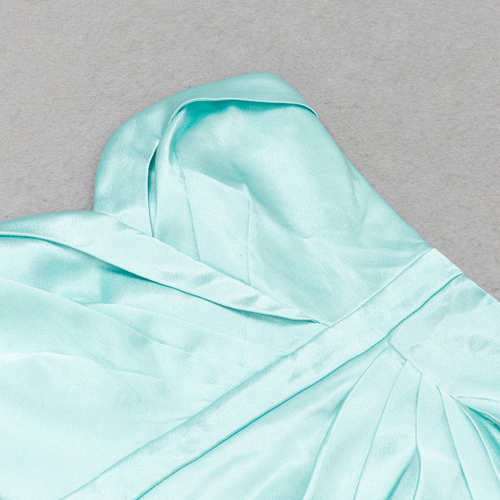 AIIZIE GREEN STRAPLESS BACKLESS SIDE SPLIT PLEATED MIDI DRESS - product image