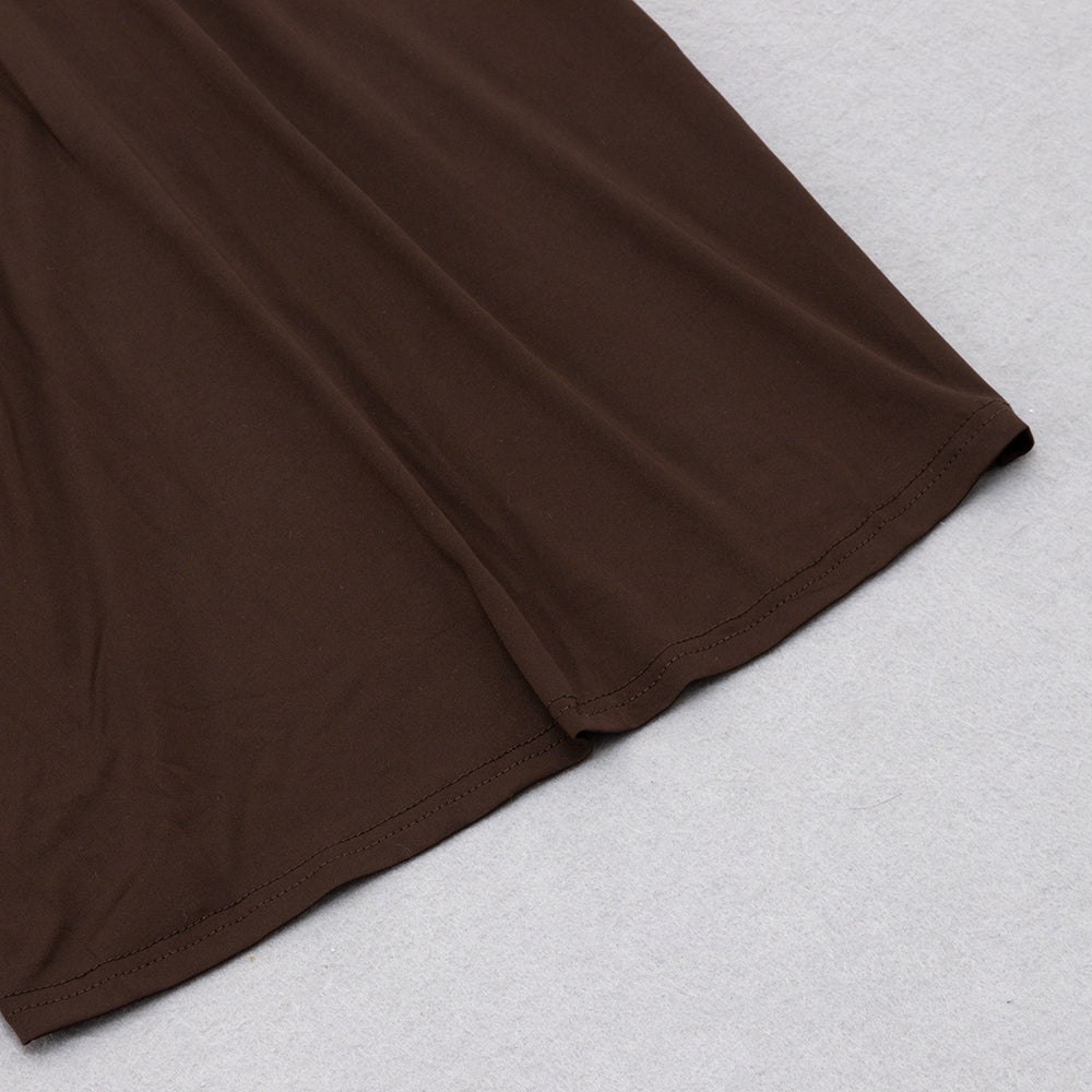 AIIZIE SHEER RUCHED MAXI DRESS IN BROWN - product image