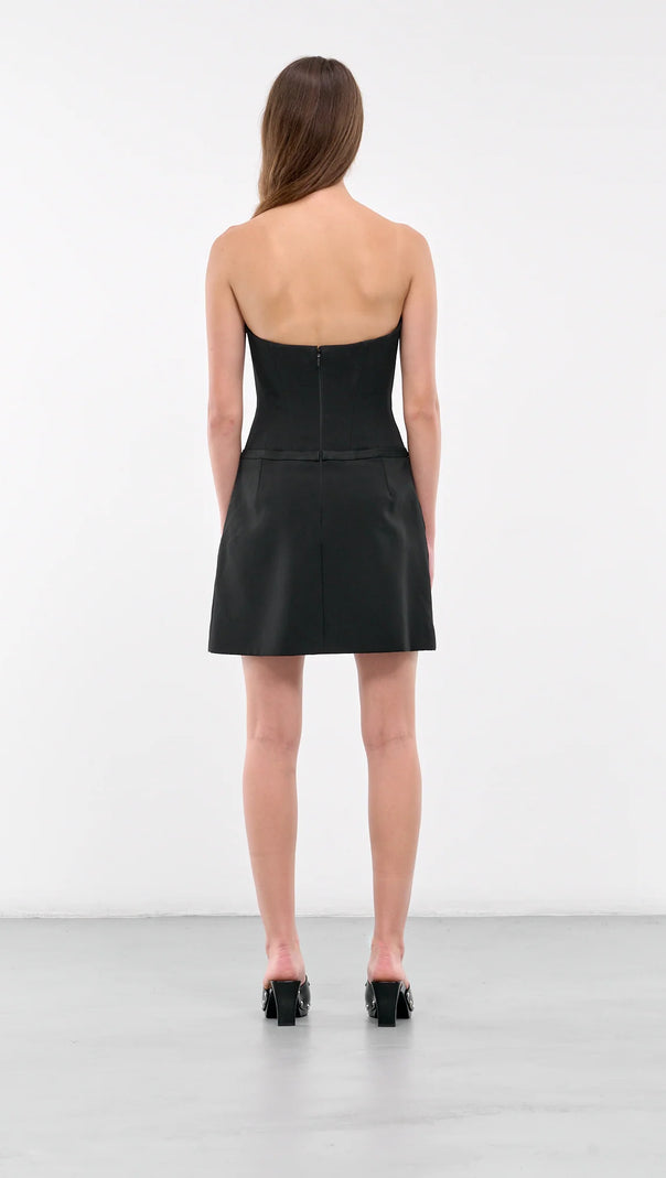 AIIZIE EMBELLISHED STRAPLESS CADY MINI DRESS IN BLACK - product image