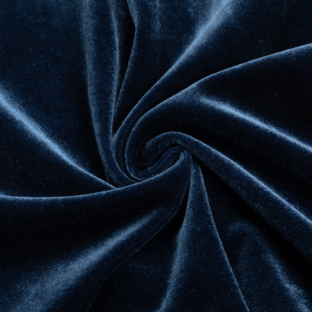 AIIZIE NAVY BEADLESS STRAPLESS VELVET BACKLESS PLEATED MIDI DRESS - product image