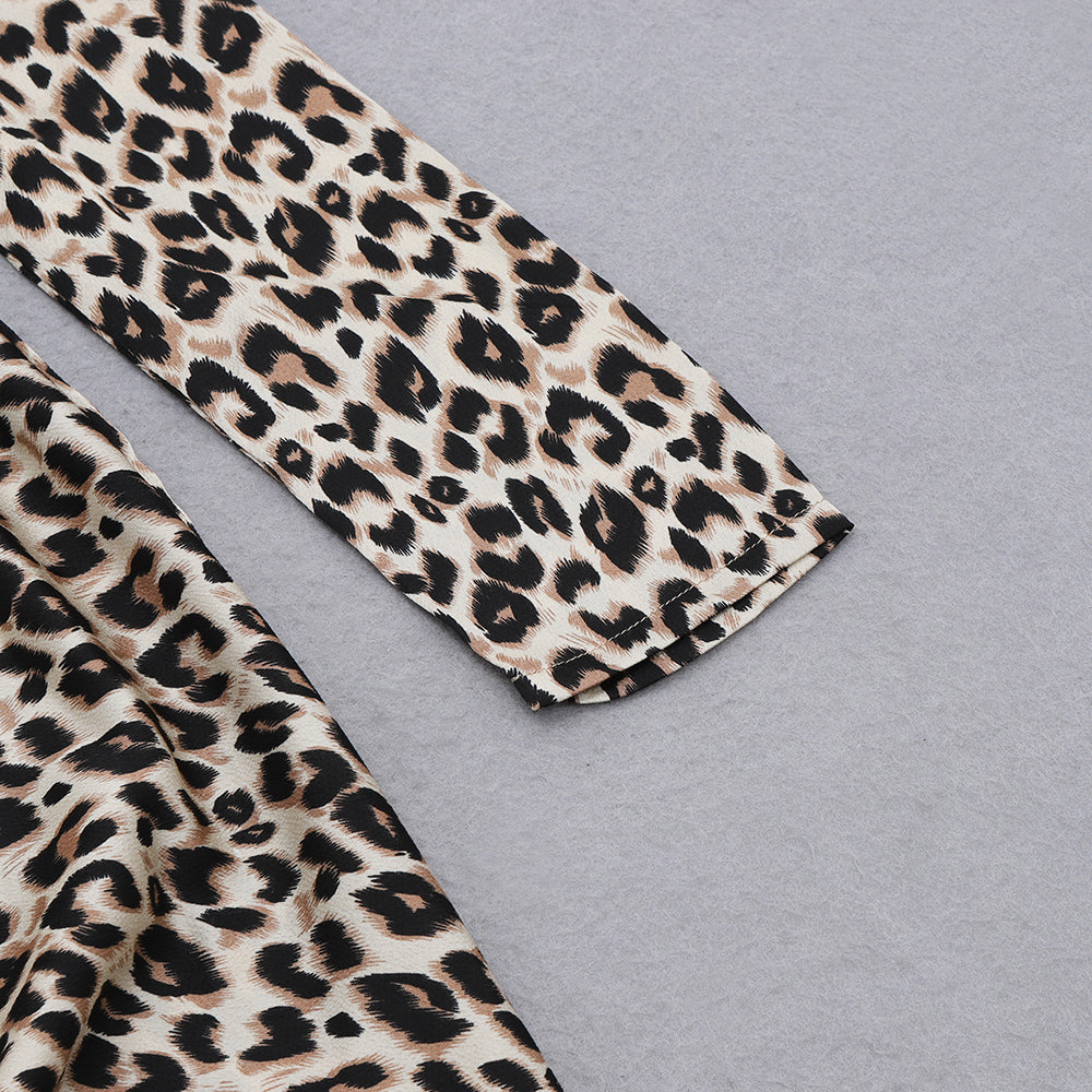 AIIZIE LEOPARD PRINT ONE SHOULDER TIE SIDE WRAP DRESS - product image