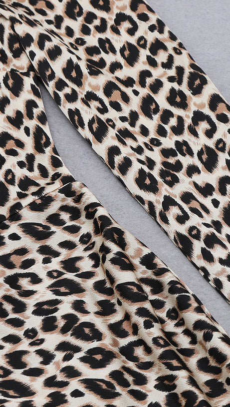 ABITO MONOSPALLA CON STAMPA LEOPARDATA E LACCI LATERALI 