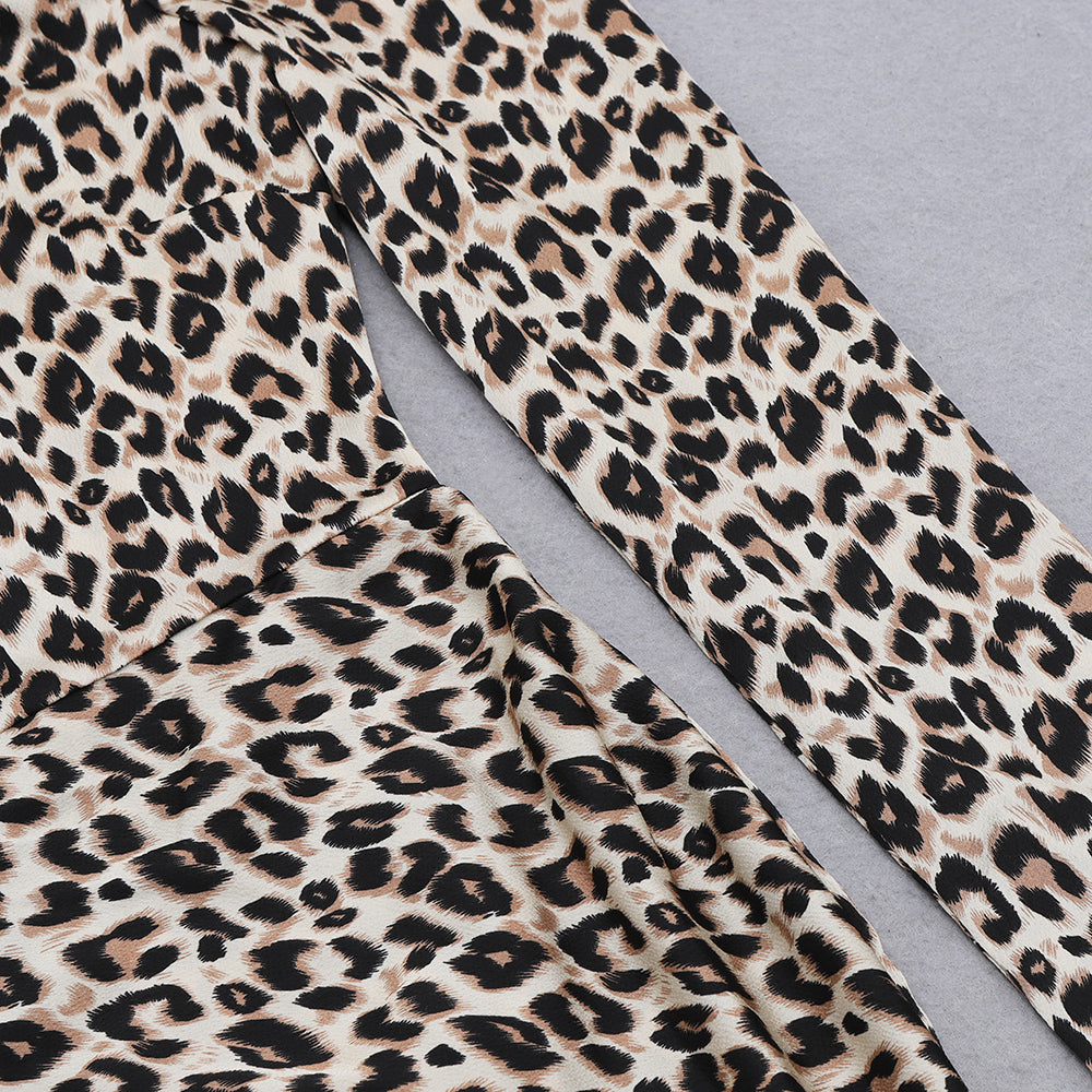 AIIZIE LEOPARD PRINT ONE SHOULDER TIE SIDE WRAP DRESS - product image