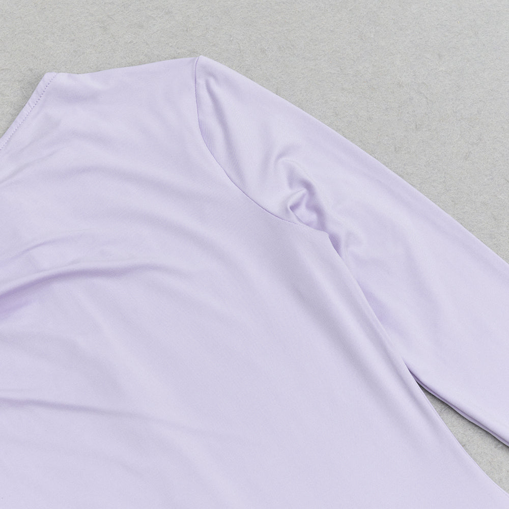 AIIZIE LAVENDER OFF-SHOULDER LONG-SLEEVED PLEATED MAXI DRESS - product image