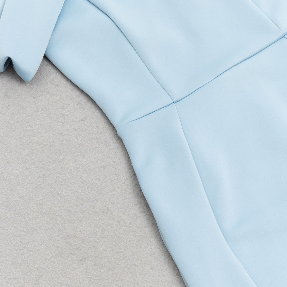 ABITO MIDI ADERENTE CON SCOLLO INCROCIATO BLU