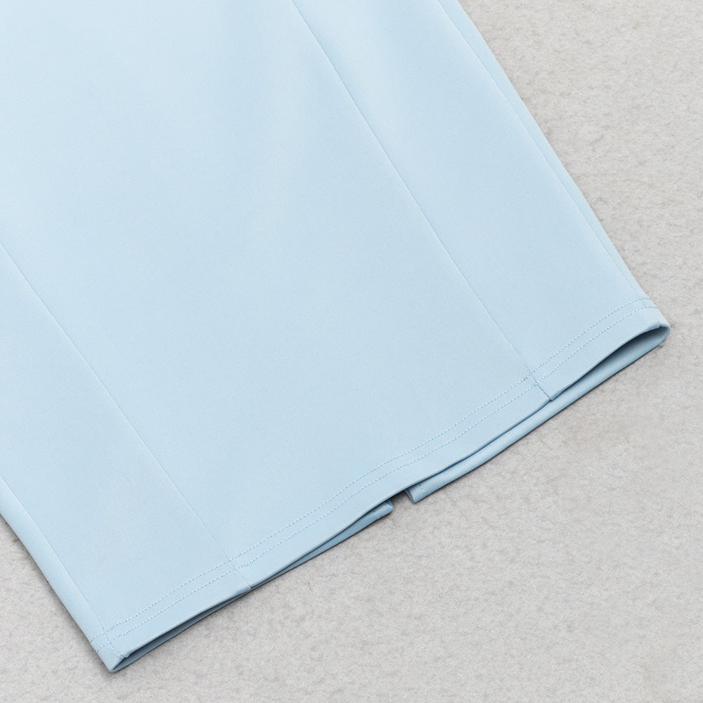 ABITO MIDI ADERENTE CON SCOLLO INCROCIATO BLU