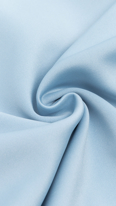 CROSS NECK BODYCON MIDI DRESS IN BLUE