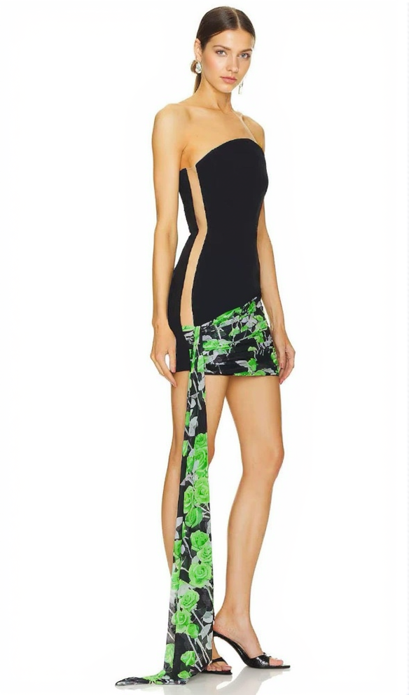 AIIZIE VERA ROSE PRINT STRAPLESS MINI DRESS - product image