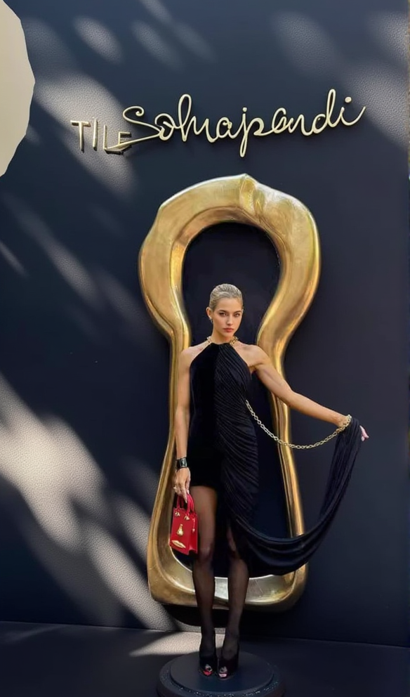 ADITI METALLIC HALTER RUCHED BLACK BODYCON MINI DRESS