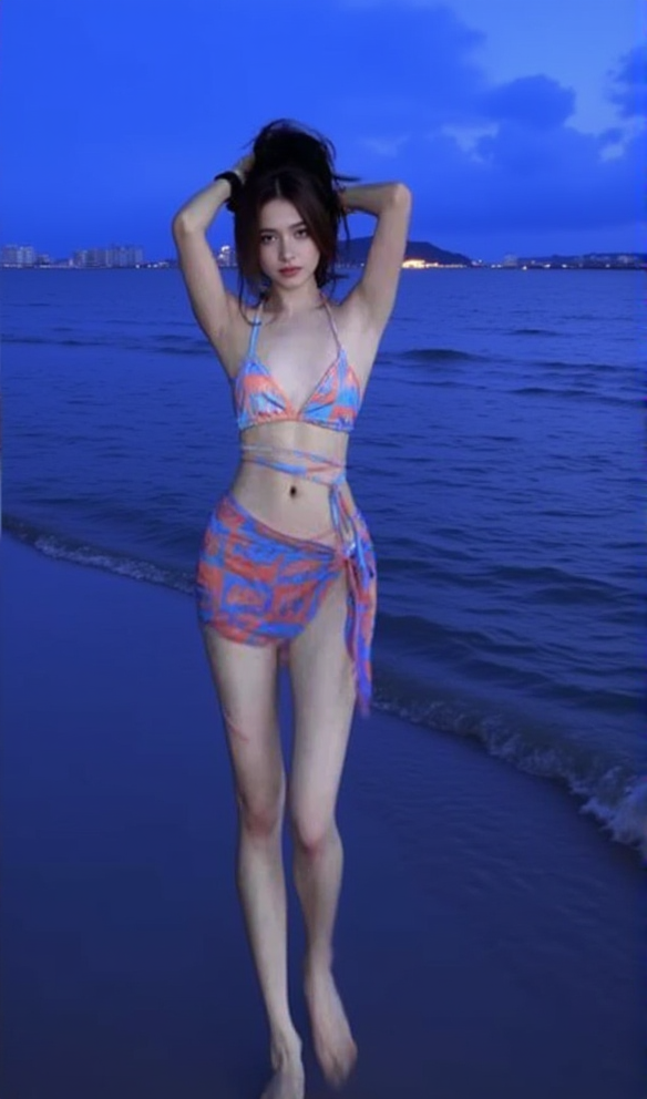 BEDRUCKTES BIKINI-TOP-ROCK-ZWEITEILIGES SET IN LILA-ROSA