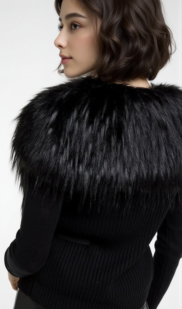 AIIZIE FAUX FUR PATCHWORK CARDIGAN VEST - product image