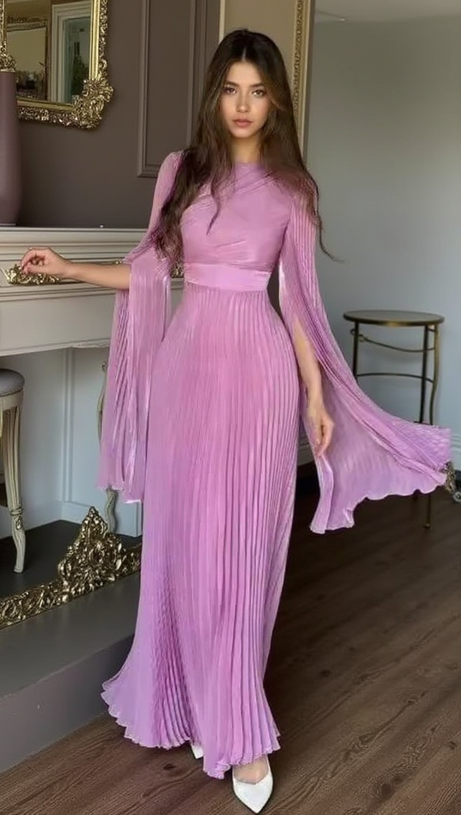MANDY SLIT SLEEVE RUCHED MAXI DRESS IN ROSE PINK