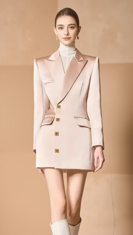 BREENDA ASYMMETRIC CLOSURE BLAZER IN PALE PINK
