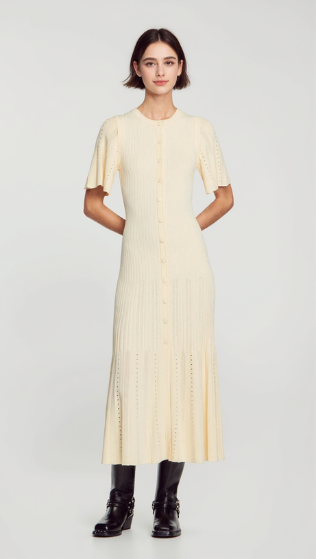 MENIA KNIT MIDI DRESS IN BEIGE