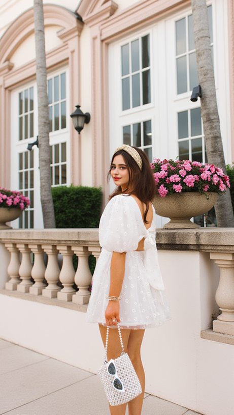 HANNAH ELASTIC WAIST MINI DRESS IN WHITE