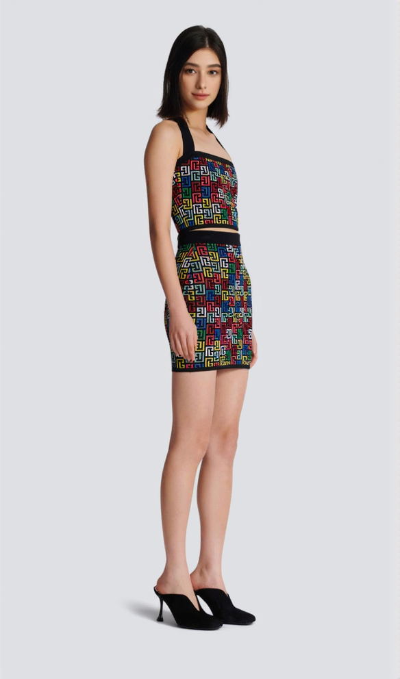 AIIZIE RACHEL MONOGRAM KNIT HALTERNECK TOP SKIRT SET - product image