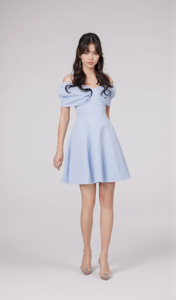 AIIZIE BUTTERFLY SLEEVE MINI DRESS IN BLUE - product image